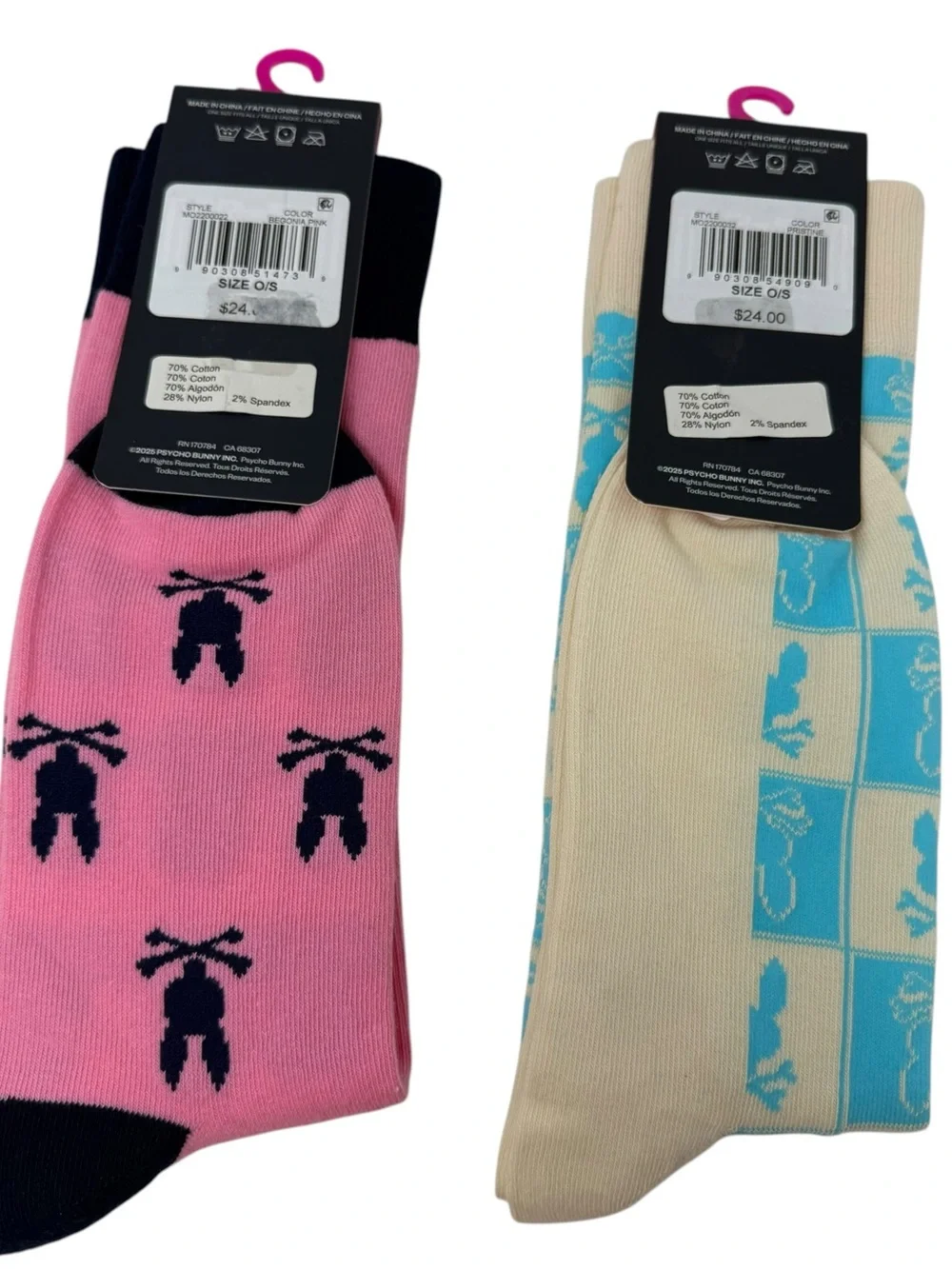 Psycho Bunny Men’s Repeating Logo Pima Cotton Blend Socks set of 2 pair New